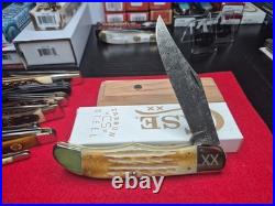 Case xx Knife Folding Hunter Burnt Natural Bone 27237 Damascus Pocket Knives