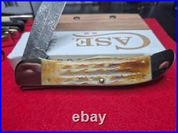 Case xx Knife Folding Hunter Burnt Natural Bone 27237 Damascus Pocket Knives