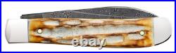 Case xx Knife Mini Trapper Burnt Natural Bone 27233 Damascus Pocket Knives