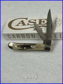 Case xx Knife Peanut 77467 Damascus Vintage Bone Pocket Knives