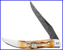 Case xx Knife Texas Toothpick Burnt Natural Bone 27236 Damascus Pocket Knives