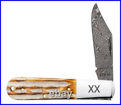 Case xx Knives Barlow Jigged Burnt Natural Bone 27232 Damascus Pocket Knife