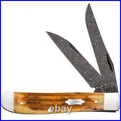 Case xx Knives Mini Trapper Burnt Goldenrod Bone 52422 Damascus Pocket Knife