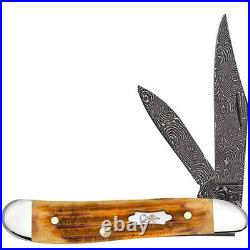 Case xx Knives Peanut Jigged Burnt Goldenrod Bone 52423 Damascus Pocket Knife