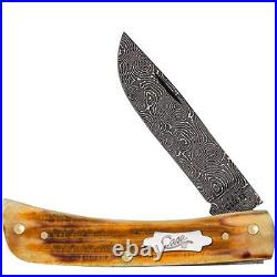 Case xx Knives Sodbuster Jr Burnt Goldenrod Bone 52421 Damascus Pocket Knife