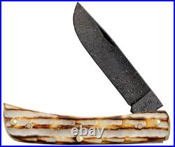 Case xx Knives Sodbuster Jr Burnt Natural Bone 27235 Damascus Pocket Knife