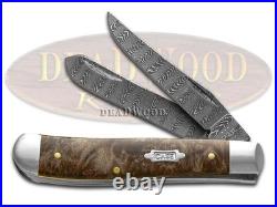 Case xx Mini Trapper Damascus Steel Natural Maple Burl Wood 15091 Pocket Knife