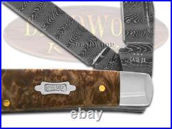 Case xx Mini Trapper Damascus Steel Natural Maple Burl Wood 15091 Pocket Knife