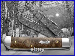 Case xx Mini Trapper Damascus Steel Natural Maple Burl Wood 15091 Pocket Knife