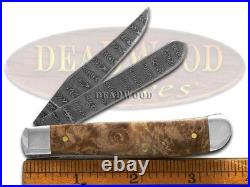 Case xx Mini Trapper Damascus Steel Natural Maple Burl Wood 15091 Pocket Knife