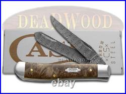 Case xx Mini Trapper Damascus Steel Natural Maple Burl Wood 15091 Pocket Knife
