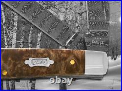 Case xx Mini Trapper Damascus Steel Natural Maple Burl Wood 15091 Pocket Knife