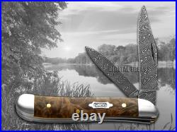 Case xx Peanut Damascus Steel Natural Maple Burl Wood 15094 Pocket Knife