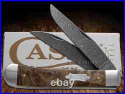 Case xx Trapper Damascus Steel Natural Maple Burl Wood 15090 Pocket Knife
