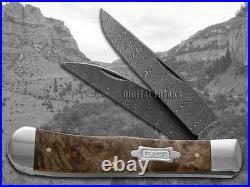 Case xx Trapper Damascus Steel Natural Maple Burl Wood 15090 Pocket Knife