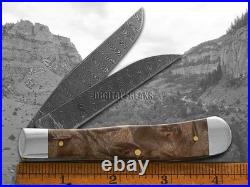 Case xx Trapper Damascus Steel Natural Maple Burl Wood 15090 Pocket Knife