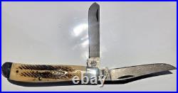 Case xx Vintage Bone Mini Trapper WithDamascus Blade. V6207 DAM