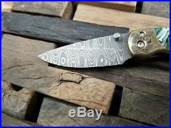 Castlegate Knives Mammoth Tooth Handled Damascus Folding Knife