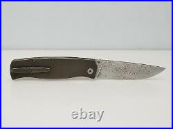 Cheburkov CHB062 Strizh Large Damascus Blade, Titanium Bone Folding Pocket Knife