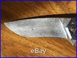 Cheburkov Kasatka Timascus and Damascus Custom Flipper Folding Knife