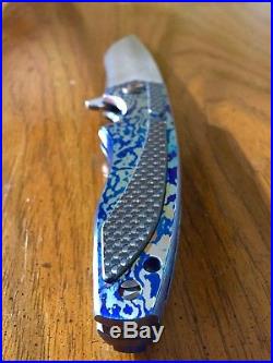 Cheburkov Kasatka Timascus and Damascus Custom Flipper Folding Knife