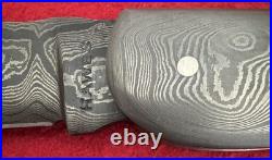 Chuck Hawes Custom Folding Hunter Knife, Stag Jig Bone, Damascus