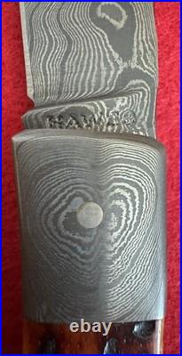 Chuck Hawes Custom Folding Knife, Damascus, Jigged Bone