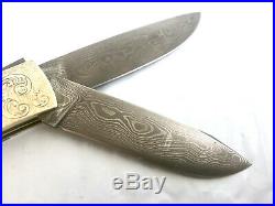 Chuck Hawes Custom Handmade Damascus Mother Of Pearl Folding Knife
