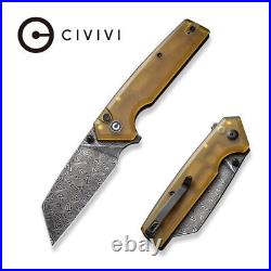 Civivi Amirite Folding Knife Blasted Ultem Handle Damascus Plain Edge C23028-DS1