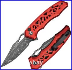 Civivi Anaaki Folding Knife 3 Damascus Steel Clip Point Blade Aluminum Handle