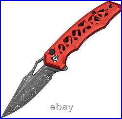 Civivi Anaaki Red C24039-DS1 Damascus Aluminum Folding Knife