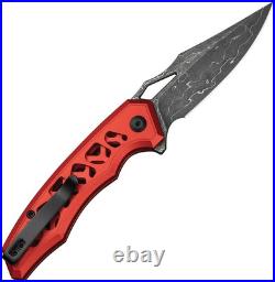 Civivi Anaaki Red C24039-DS1 Damascus Aluminum Folding Knife