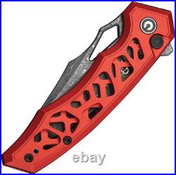 Civivi Anaaki Red C24039-DS1 Damascus Aluminum Folding Knife
