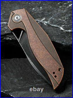 Civivi Anthropos Liner Folding Knife 3.25 Damascus Steel Blade Copper Handle
