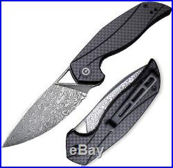 Civivi Anthropos Linerlock Folding Knife 3.25 Damascus Steel Blade G10 Handle