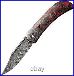 Civivi Appalachian Drifter II Linerlock Red CF Folding Damascus Knife 19010CDS2
