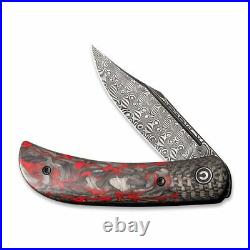 Civivi Appalachian Folding Knife Red Black CF Handle Damascus C19010C-DS2