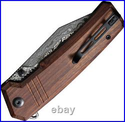 Civivi Bhaltair Linerlock Guibourita Wood Folding Damascus Pocket Knife 23024DS1