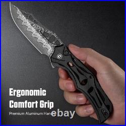 Civivi Biophase Folding Knife 3.5 Damascus Steel Blade Black Aluminum Handle