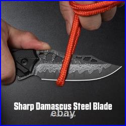 Civivi Biophase Folding Knife 3.5 Damascus Steel Blade Black Aluminum Handle