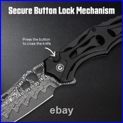 Civivi Biophase Folding Knife 3.5 Damascus Steel Blade Black Aluminum Handle