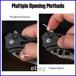 Civivi Biophase Folding Knife 3.5 Damascus Steel Blade Black Aluminum Handle