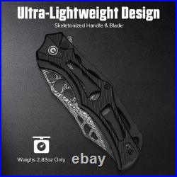 Civivi Biophase Folding Knife 3.5 Damascus Steel Blade Black Aluminum Handle