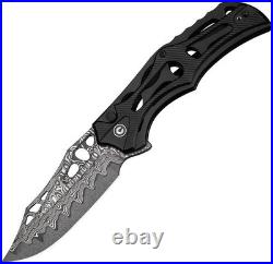 Civivi Biophase Folding Knife 3.5 Damascus Steel Blade Black Aluminum Handle