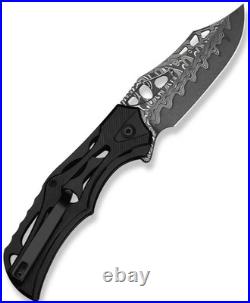 Civivi Biophase Folding Knife 3.5 Damascus Steel Blade Black Aluminum Handle