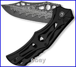 Civivi Biophase Folding Knife 3.5 Damascus Steel Blade Black Aluminum Handle