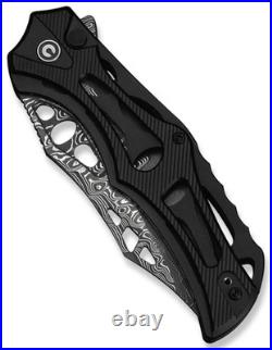 Civivi Biophase Folding Knife 3.5 Damascus Steel Blade Black Aluminum Handle