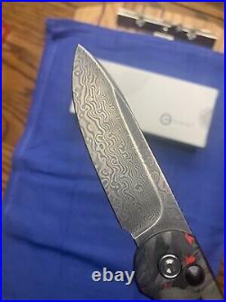 Civivi Button Lock Elementum Folding Knife Red Carbon Fiber Damascus C2103DS-2