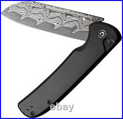 Civivi Chevalier Folding Knife 3.5 Damascus Steel Blade Black Aluminum Handle