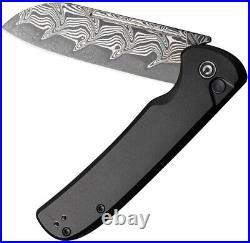 Civivi Chevalier Folding Knife 3.50 Damascus Steel Blade Black Aluminum Handle